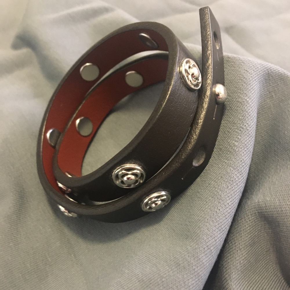 Leather wraparound bracelet with embellishments